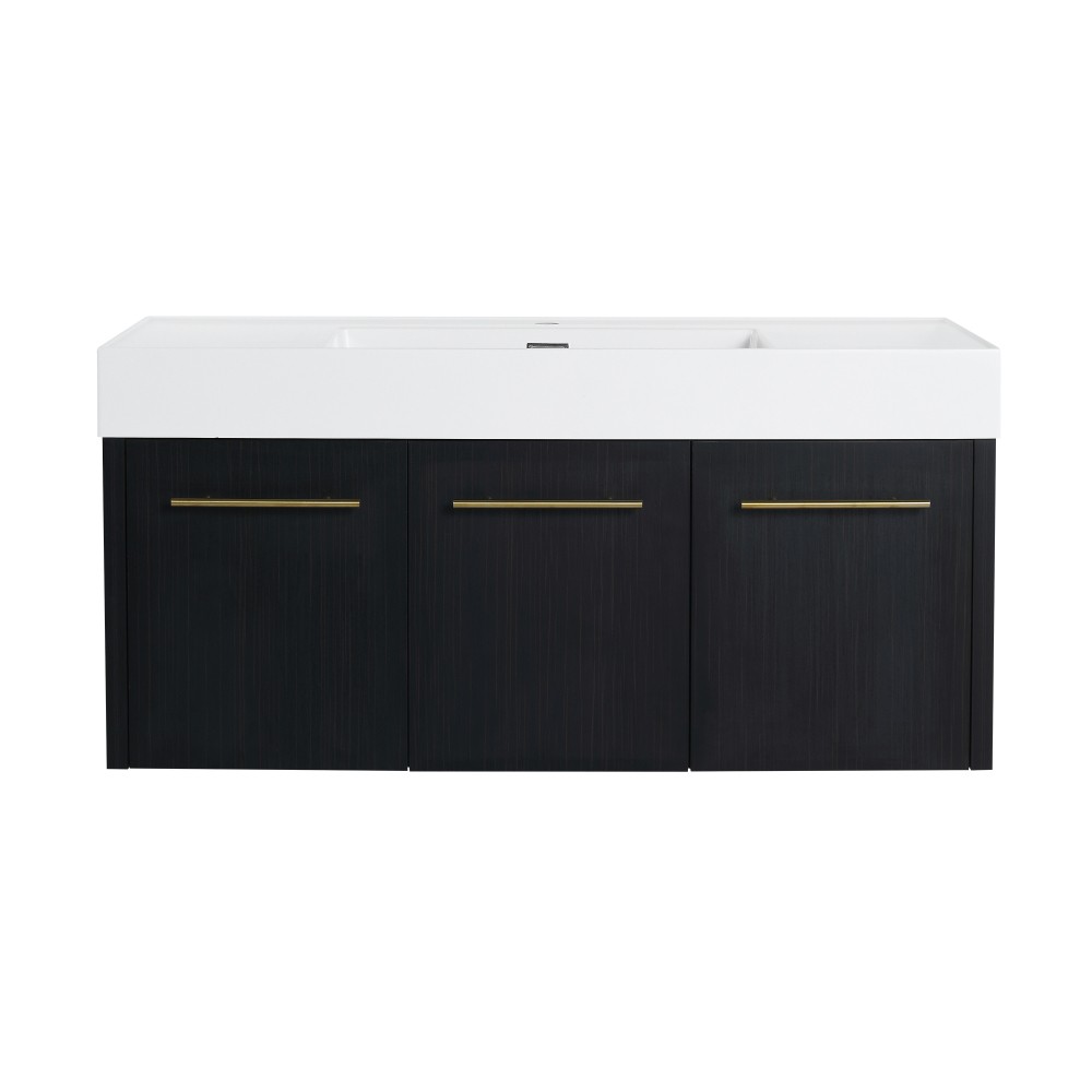 48-inch Wall-Mounted Bathroom Vanity Pop-Up Drain P-Trap Rear Baffle