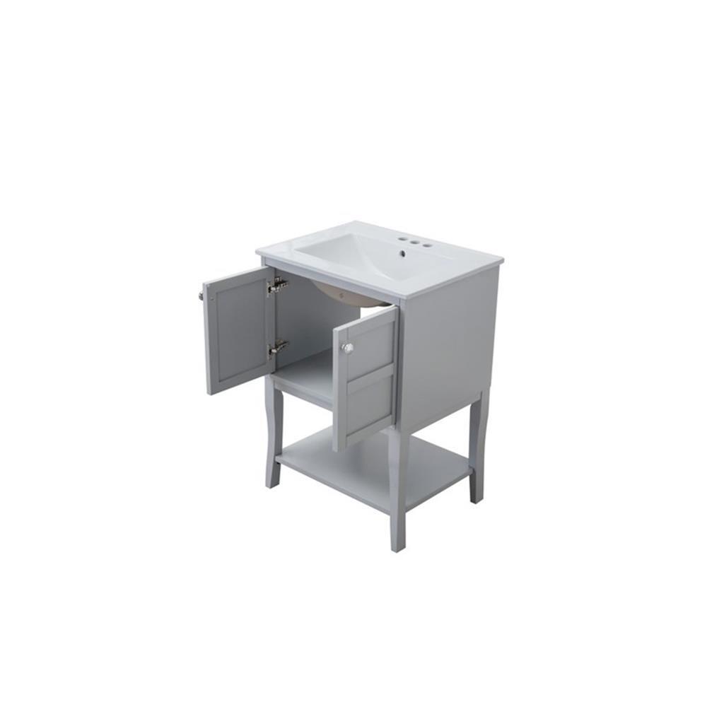 Elegant Decor Mason 24″ Solid Wood Single Bathroom Vanity in Gray