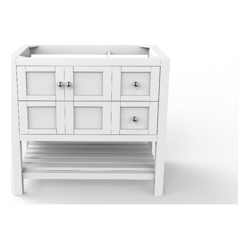 Modern 36″ Alicia White Wood Vanity Base with Chrome Handles
