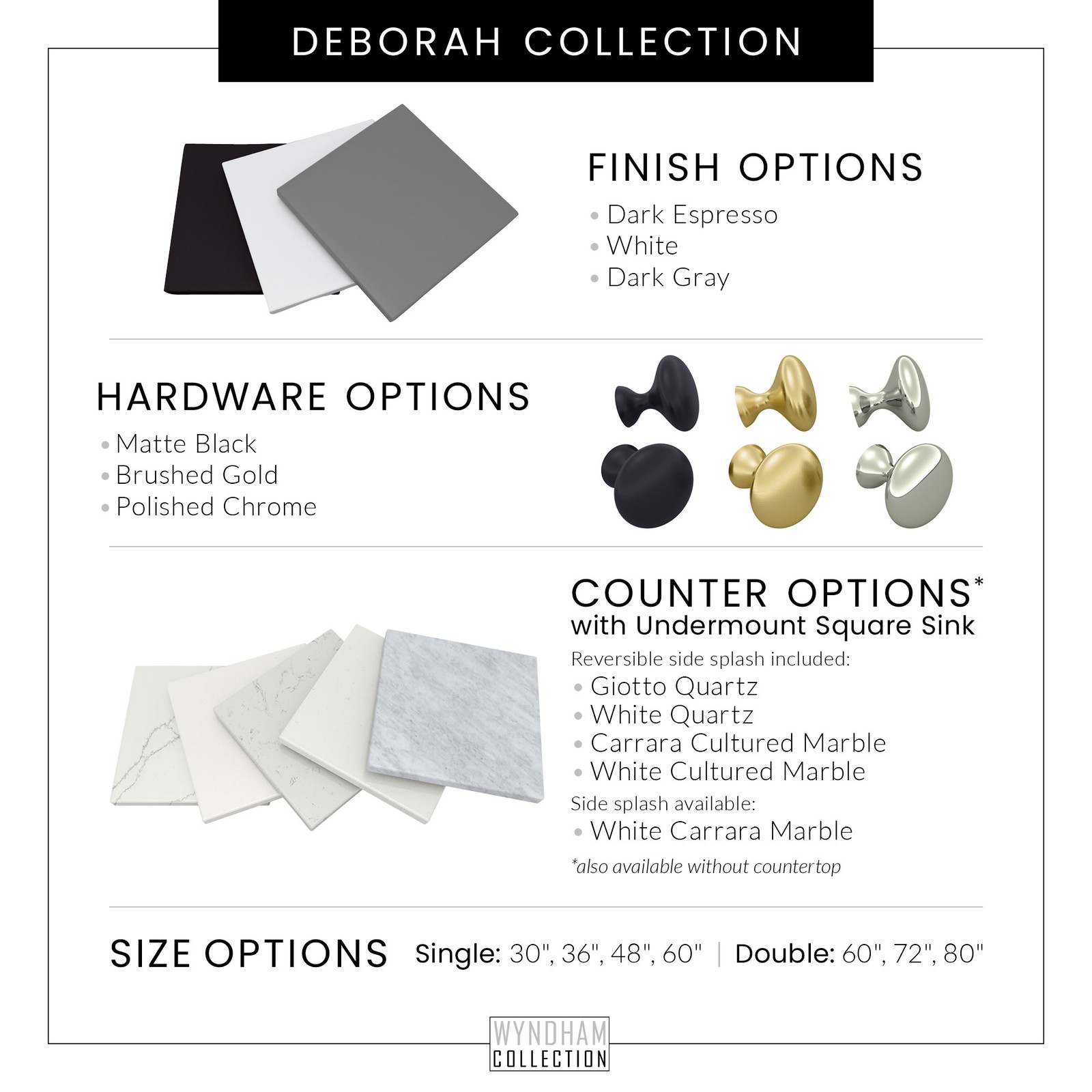 Wyndham Collection WCS202036SCXSXXM24 Deborah 35-1/4″ – White / Brushed Gold