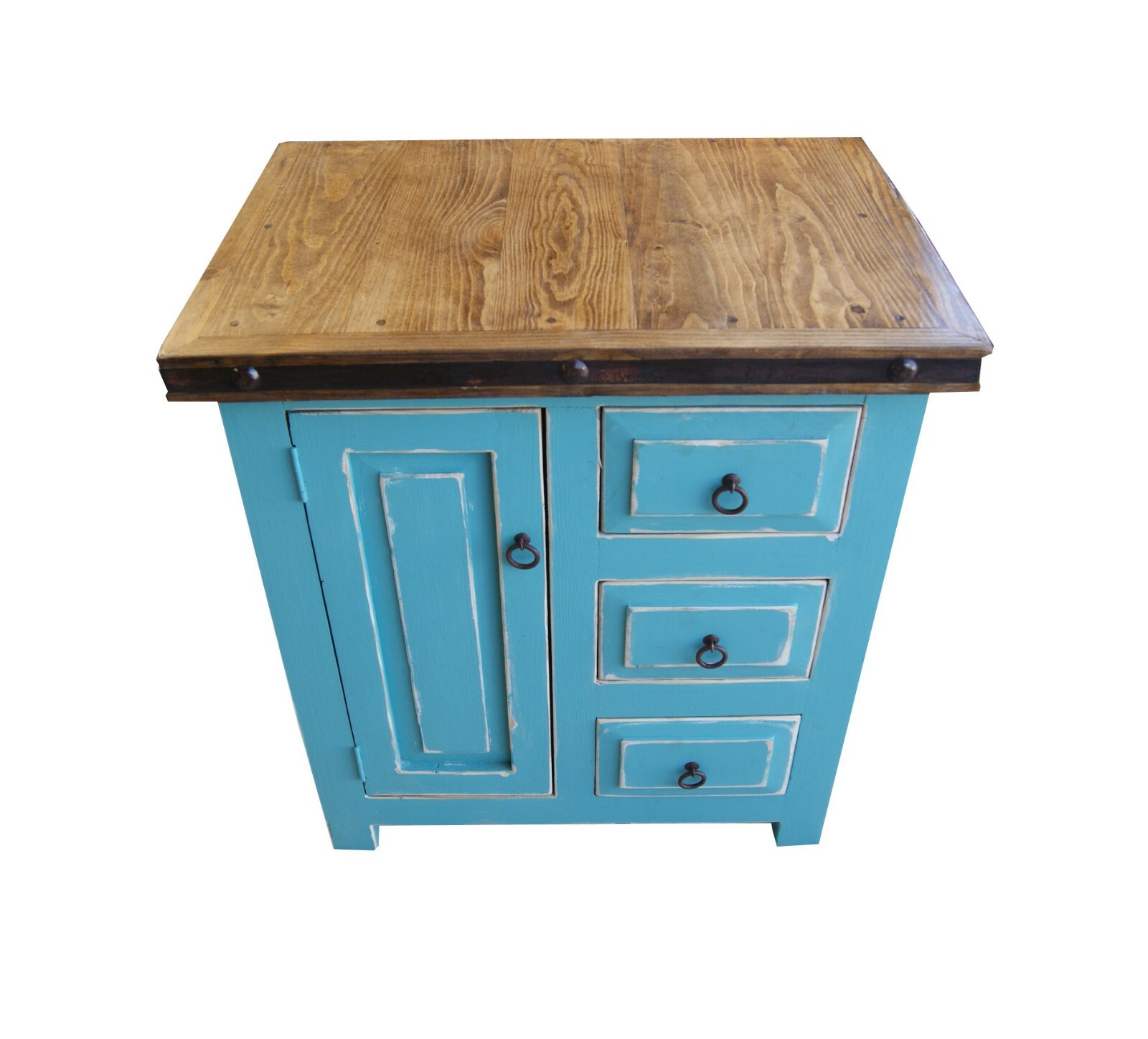 Galveston Rustic Reclaimed Wood Turquoise Bathroom Vanity / furniture