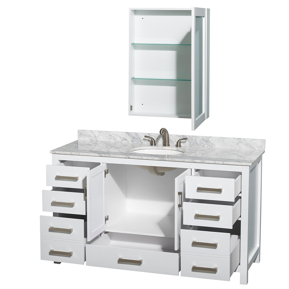 Wyndham Collection WCS141460SUNOMED Sheffield 60″ – White / White Carrara Marble