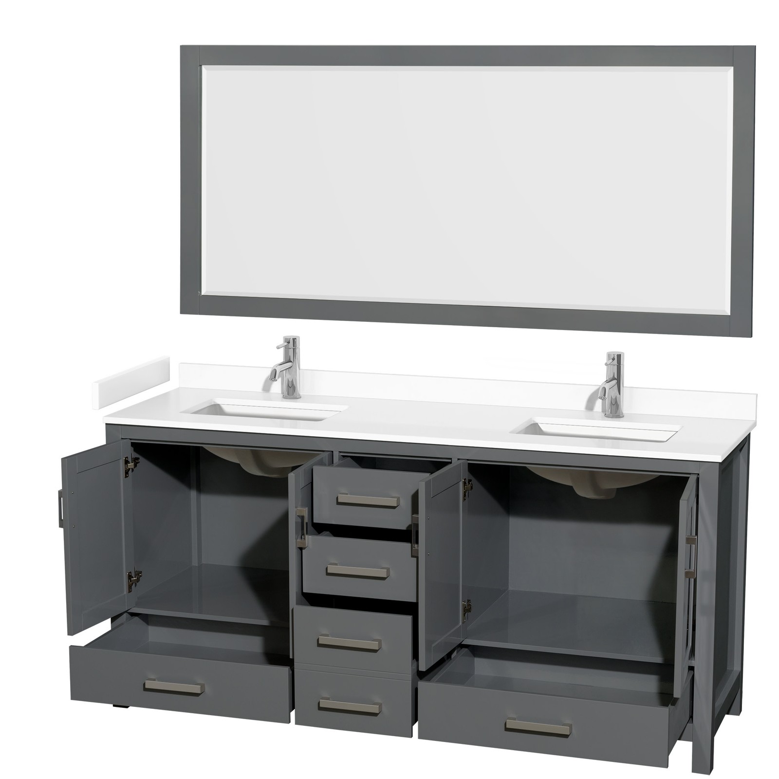Wyndham Collection WCS141472D-VCA-M70 Sheffield 72″ – White / Carrara Cultured