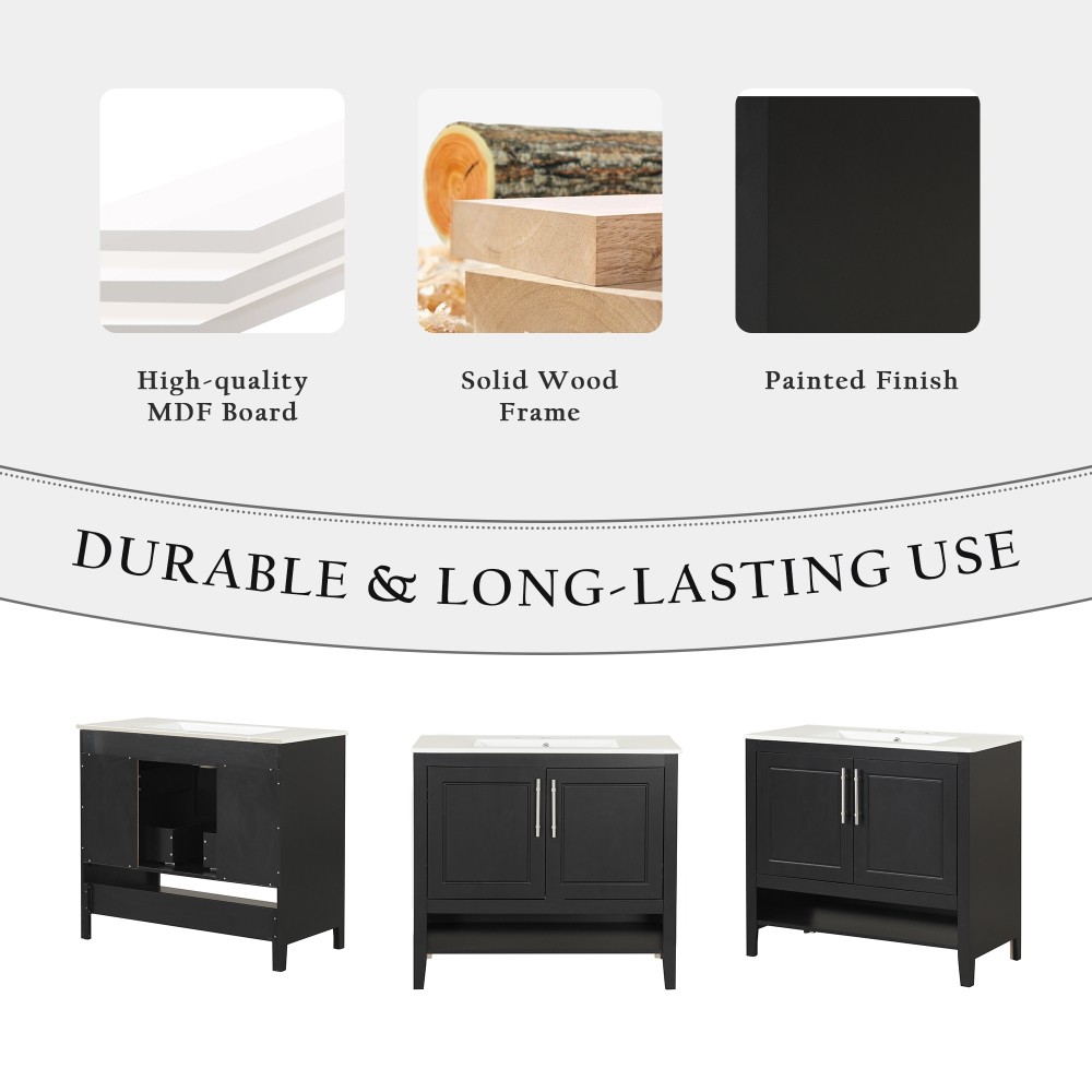 36 Inch Bathroom Vanity with Ceramic Sink Freestanding Bathroom Storage Cabinet