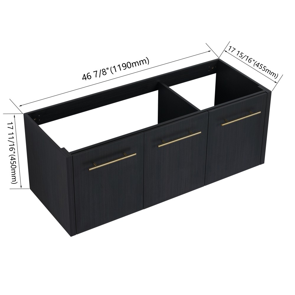 48-inch Wall-Mounted Bathroom Vanity Pop-Up Drain P-Trap Rear Baffle