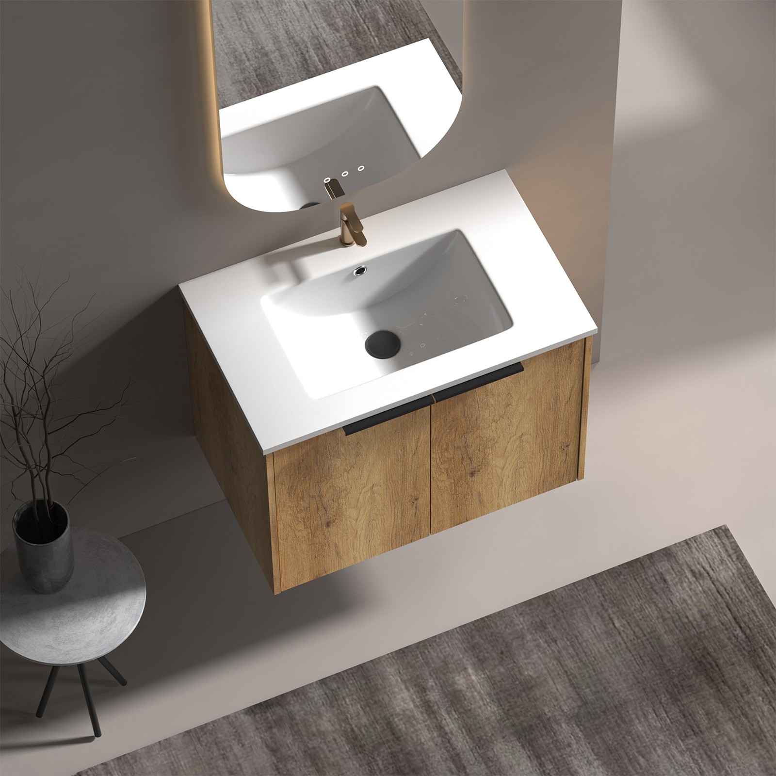 30 Inch Golden Oak Bathroom Vanity No Sink, Quiet Hydraulic Hinges
