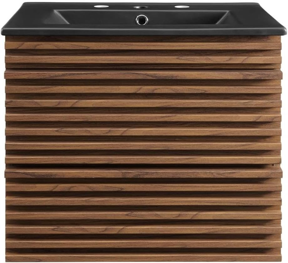 Render 24″ Wall-Mount Bathroom Vanity in Walnut Black