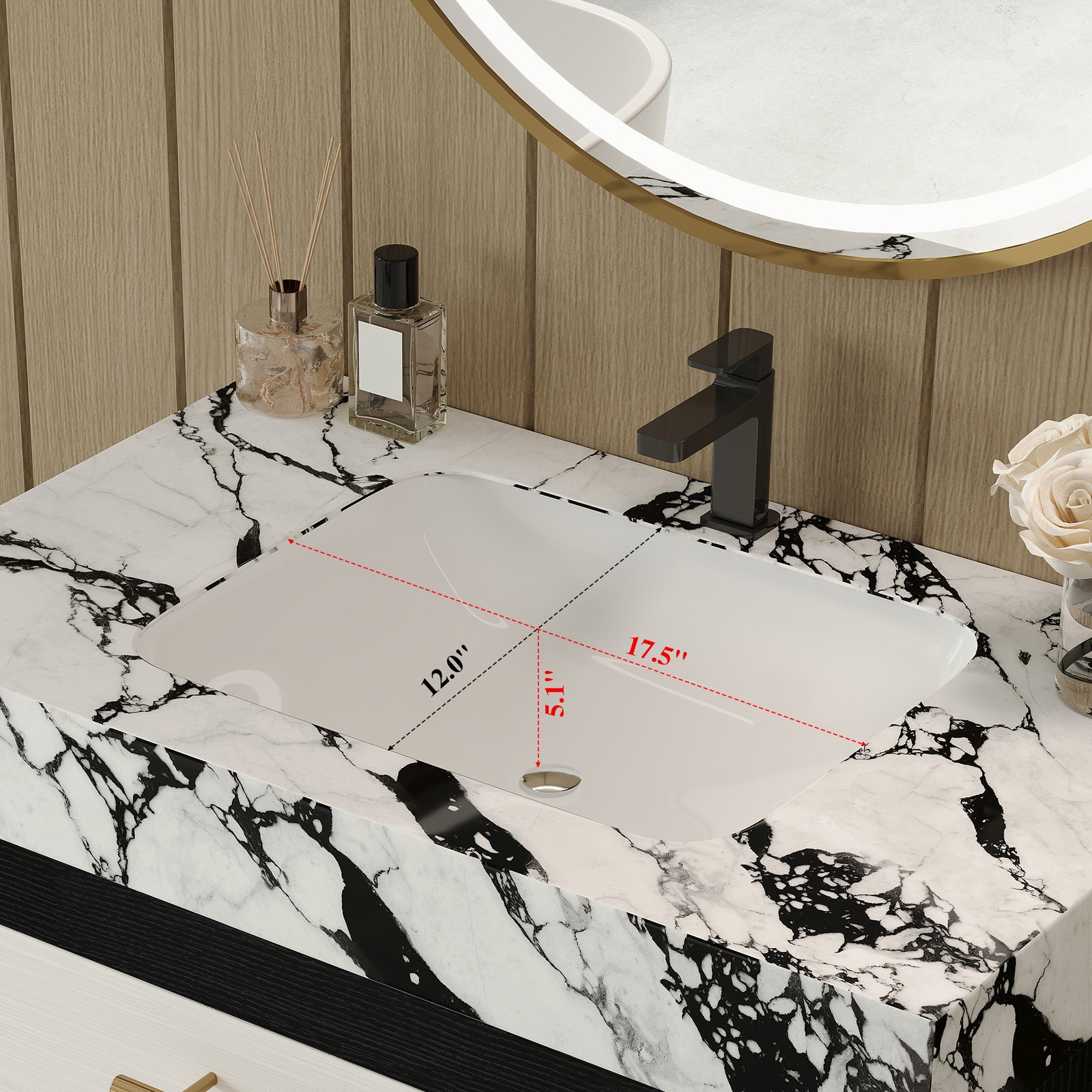 Modern Free-Standing Vanity with Sintered Stone Top & Ceramic Sink