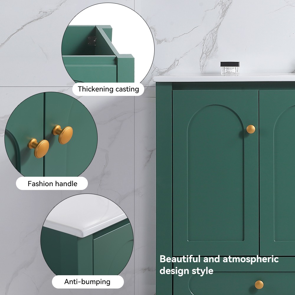 48″ Bathroom Vanity w/ Ceramic Sink – 4 Soft Close Door 2 Drawer Storage Cabinet