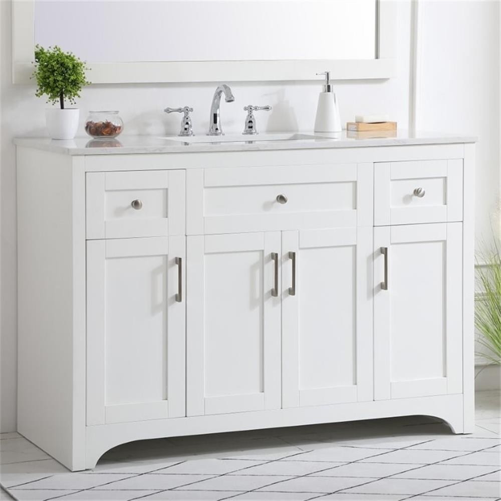 Elegant Decor Moore 48″ Single Quartz Top Bathroom Vanity in White