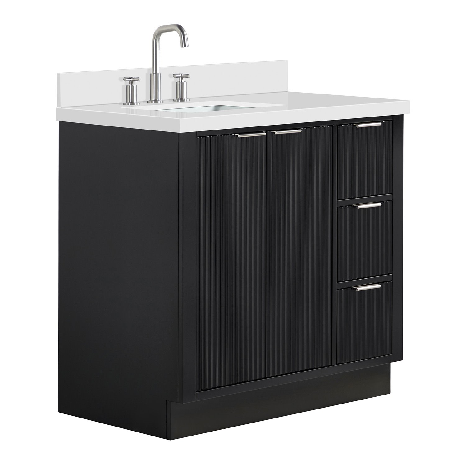 Ariel P37LWQRVO Milan 37″ – Warm White / Pure White Quartz Top / Brushed Nickel