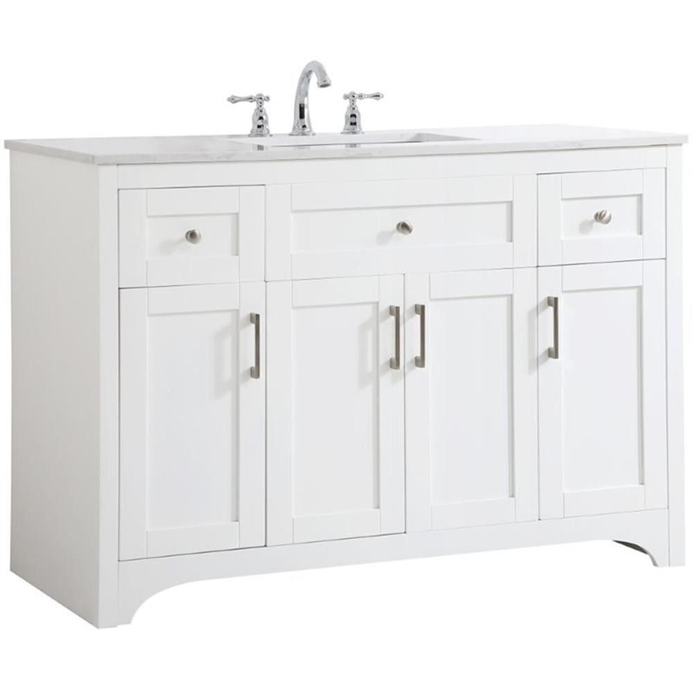 Elegant Decor Moore 48″ Single Quartz Top Bathroom Vanity in White