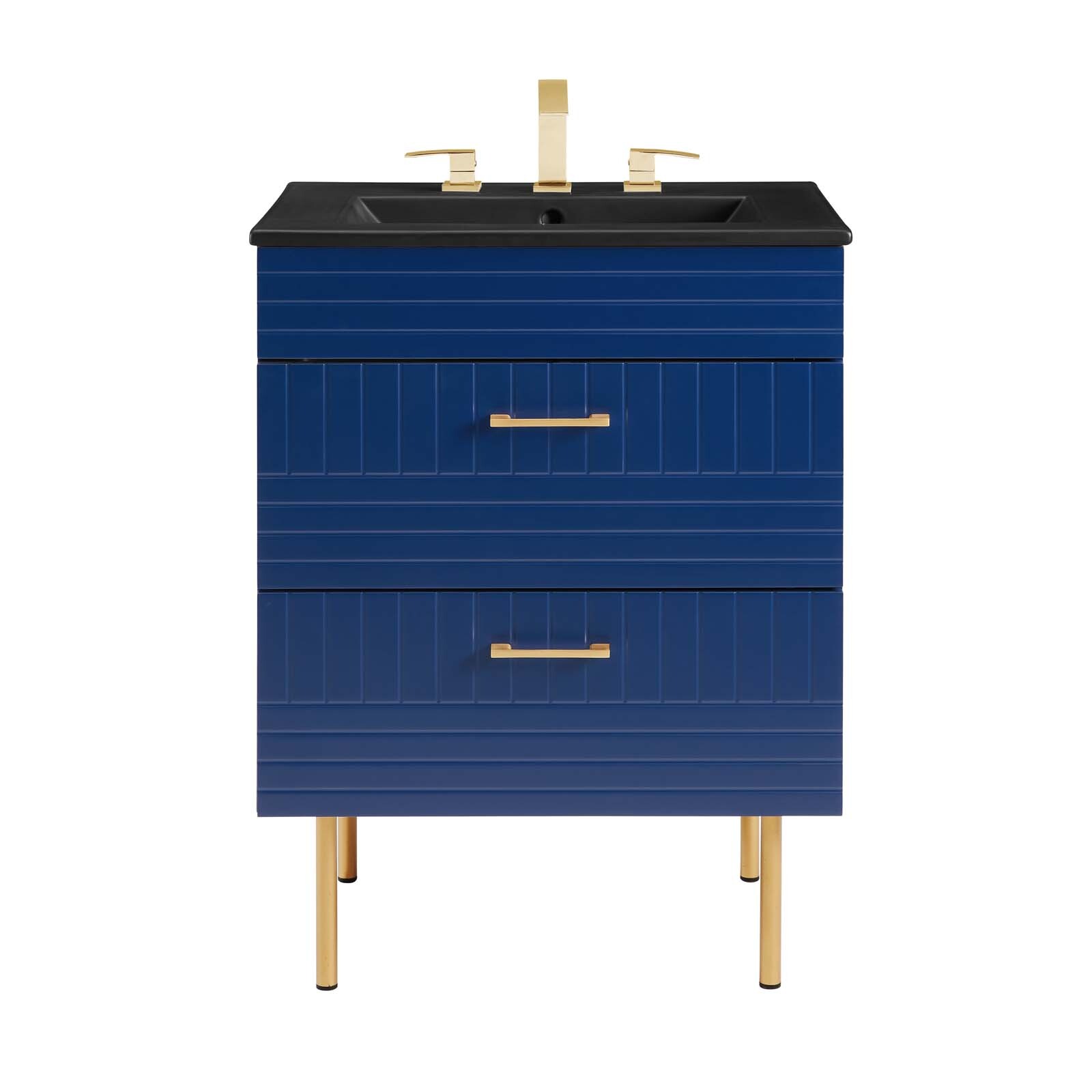 Modway Daybreak 24″ Wall-Mount Bathroom Vanity in Blue Black