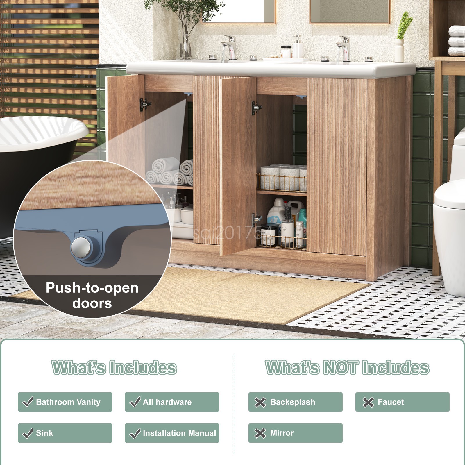 47.3″ Bathroom Vanity with Sink Floor Stand Storage Cabinet Set