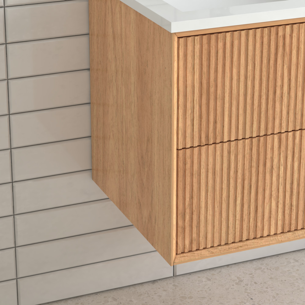 24 Inch Walnut Floating Bathroom Vanity Wall Mounted Solid Wood Cabinet