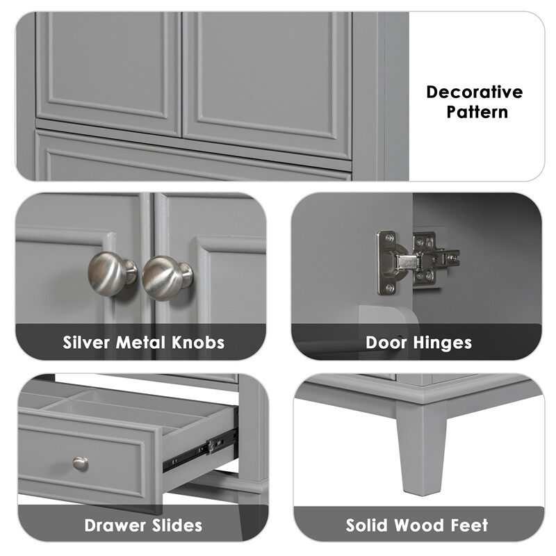 30″ Modern Bathroom Vanity with Sink Set,Gray Bathroom Cabinet w/Doors & Drawer