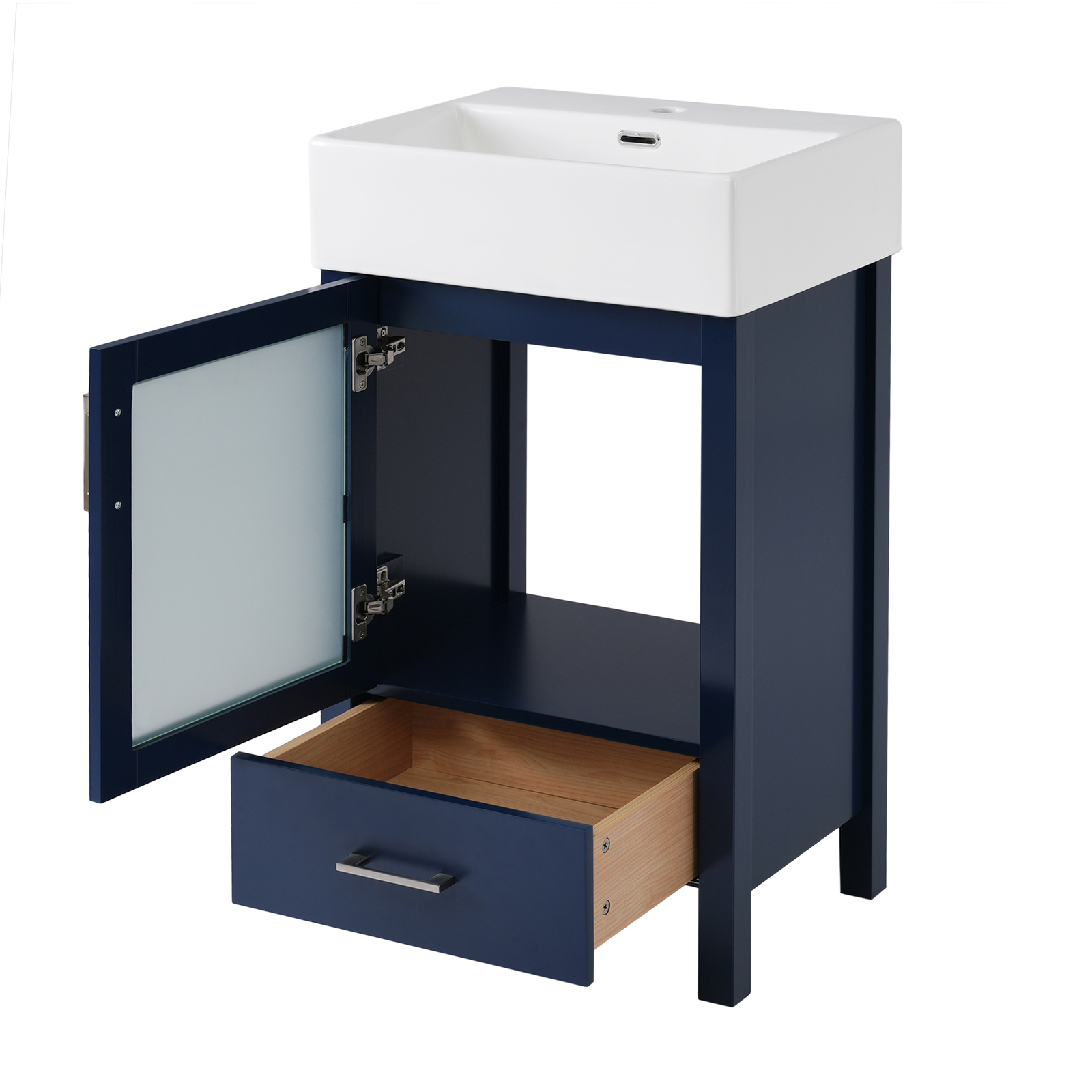 20″ Bathroom Vanity w/ Ceramic Sink, Freestanding Bath Vanity Cabinet, Drawer