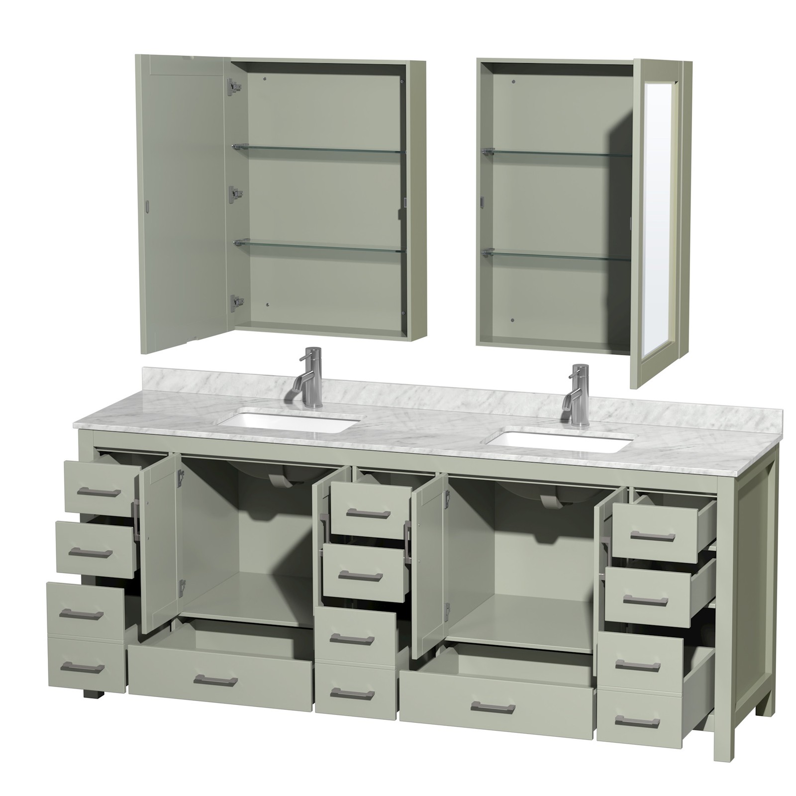 Wyndham Collection WCS141484DUNSMED Sheffield 84″ – Light Green / Brushed Nickel