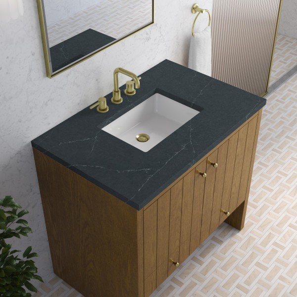 36″ James Martin Hudson 435-V36-HNO-3CSP Vanity Cabinet Charcoal Soapstone Top