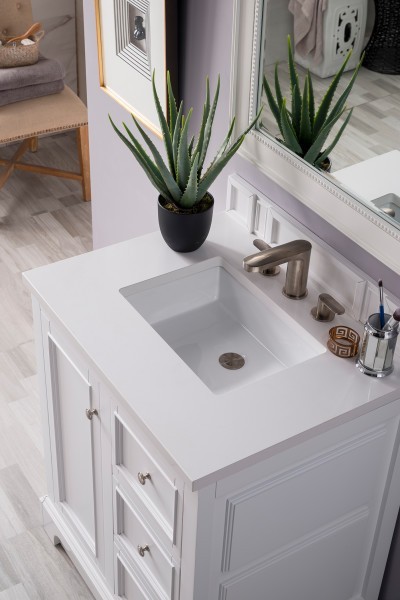 30″ James Martin Bristol 157-V30-BW-3WZ Vanity Cabinet White Zeus Silestone Top