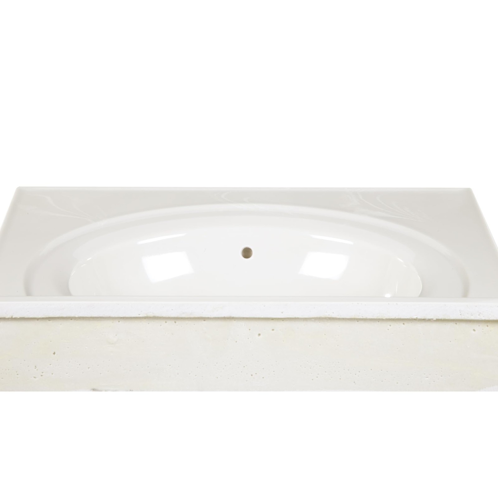 Cultured Marble Single Bowl Vanity Top Solid Ivory Swirl 25 in.