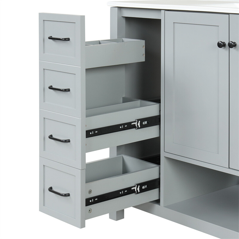 36″ Gray Bathroom Vanity with Sink Top,Vanity Cabinet with 2 Doors & 2 Drawers