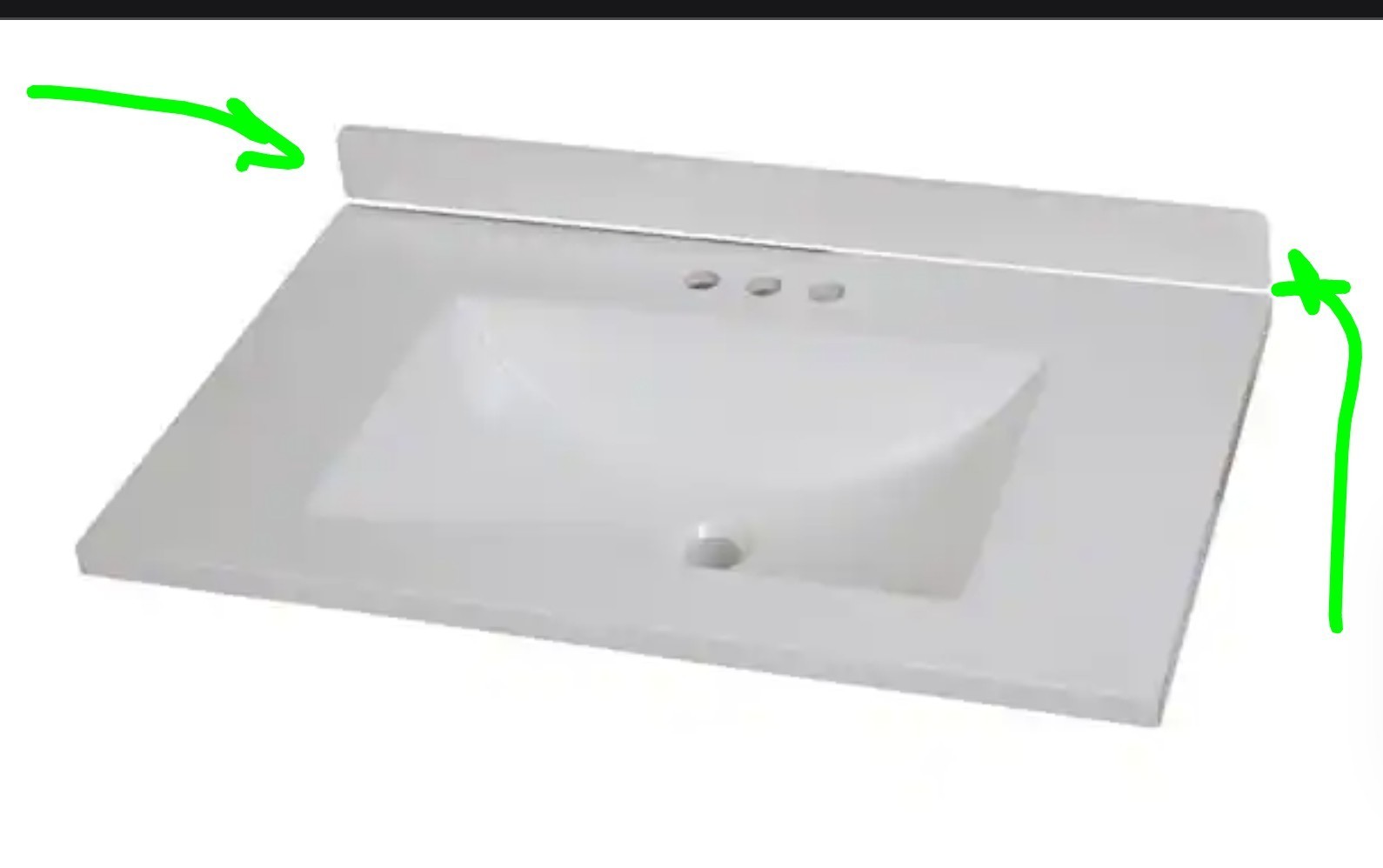 St. Paul 30″W x 2″H Cultured Marble Vanity Backsplash in White NEW BSAL30COM-WH