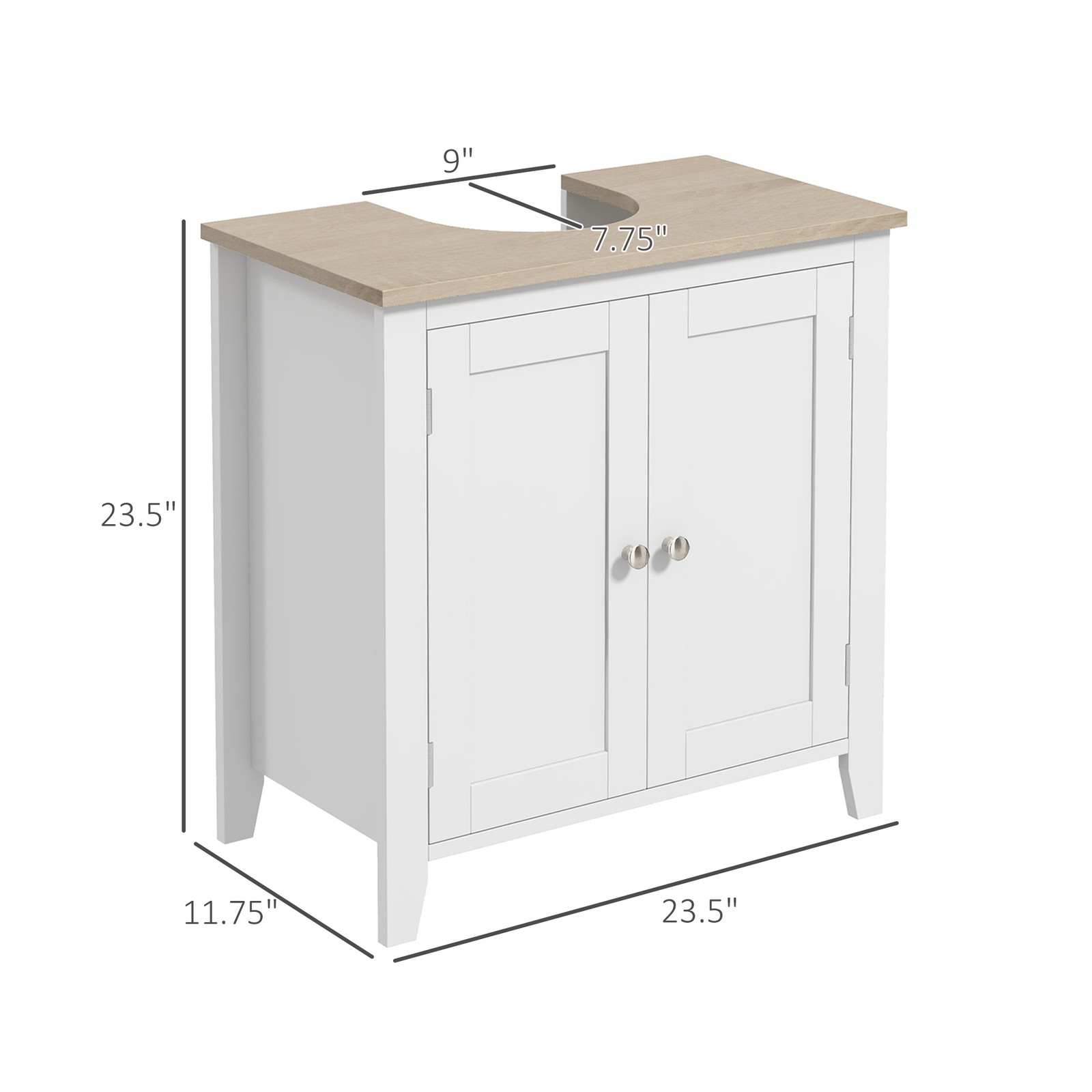 Base sink storage cabinet, U-shaped and adjustable internal shelves