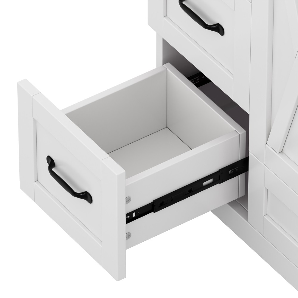 48in Bathroom Vanity W/Sink Ceramic Top Backsplash 6 Drawers Towel Bar Storage