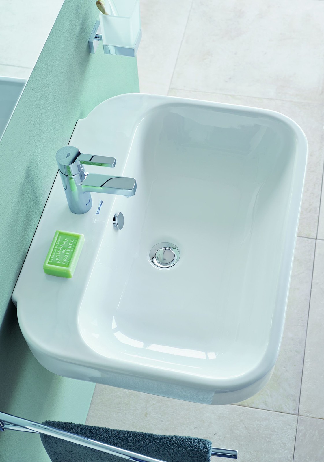 Duravit 231665-1HOLE Happy D.2 20″ Ceramic Vanity Top – White / Glazed Underside
