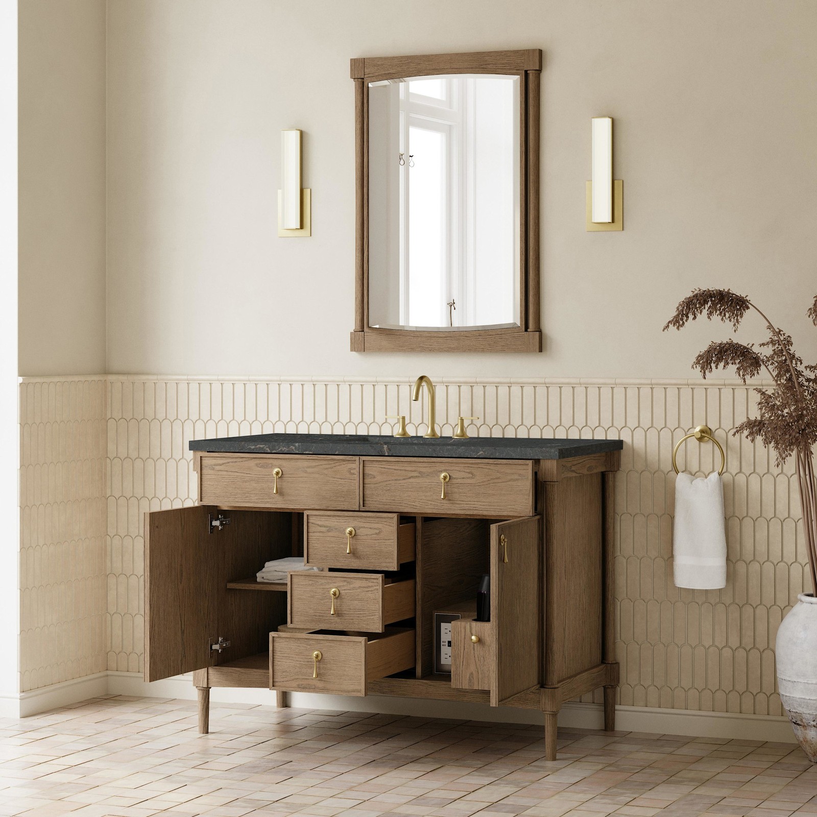 James Martin Vanities D680-V48-FPBL Kinnsden 48″ – Sable Oak