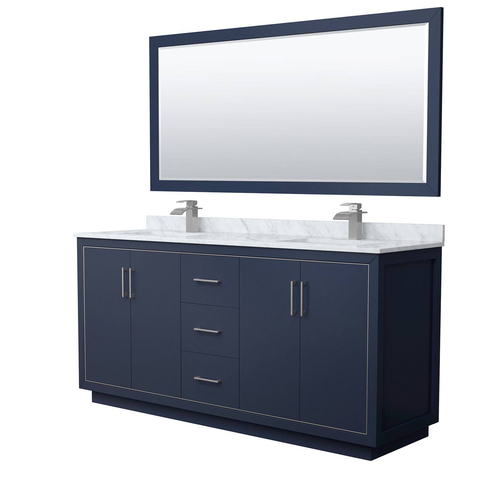 Wyndham Collection WCF1111-72D-NAT-M70 Icon 72″ – Dark Blue / Brushed Nickel