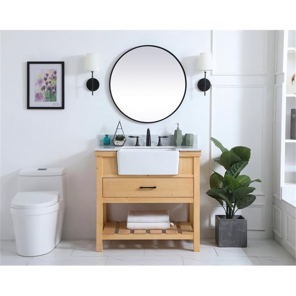 Elegant Decor Clement 36″ Single Bathroom Vanity with Backsplash in Natural Wood