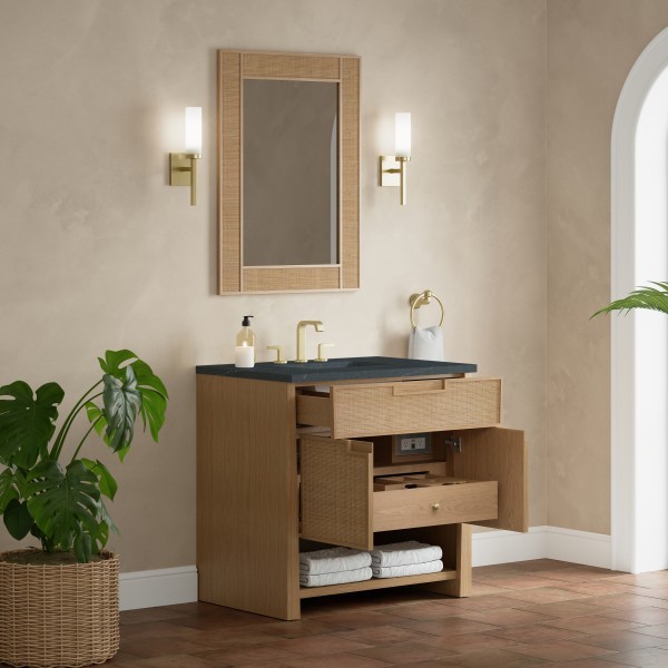 36″ James Martin Solene D225-V36-SSO-3CSP Vanity Cabinet Charcoal Soapstone Top