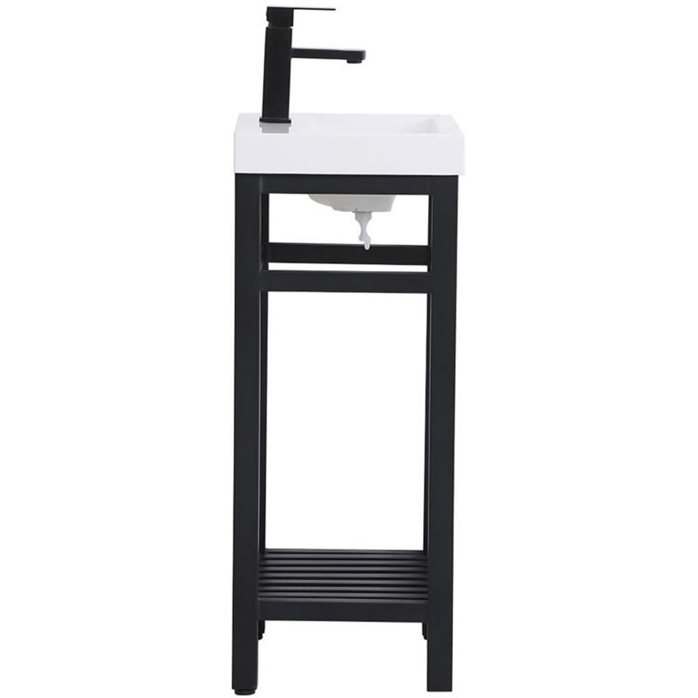 Pemberly Row 18″ Single Resin Top Metal Bathroom Vanity in Black