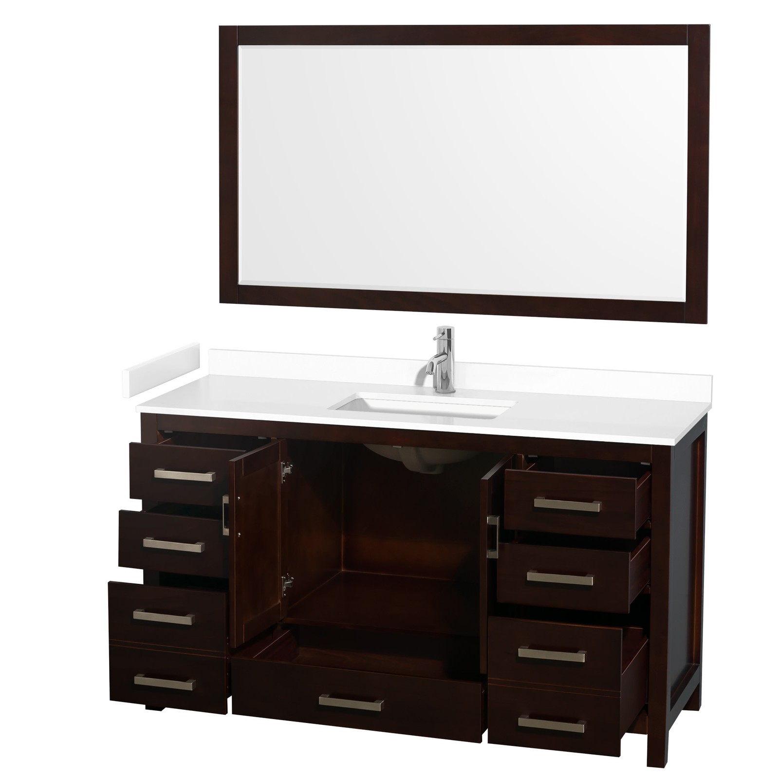 Wyndham Collection WCS141460S-VCA-M58 Sheffield 60″ – White / Carrara Cultured