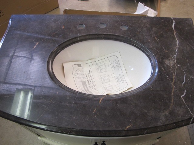 PEGASUS ARCADIA 37″ VANITY WHITE SINK CABINET ARAA3734 BROWN MARBLE TOP $1,014