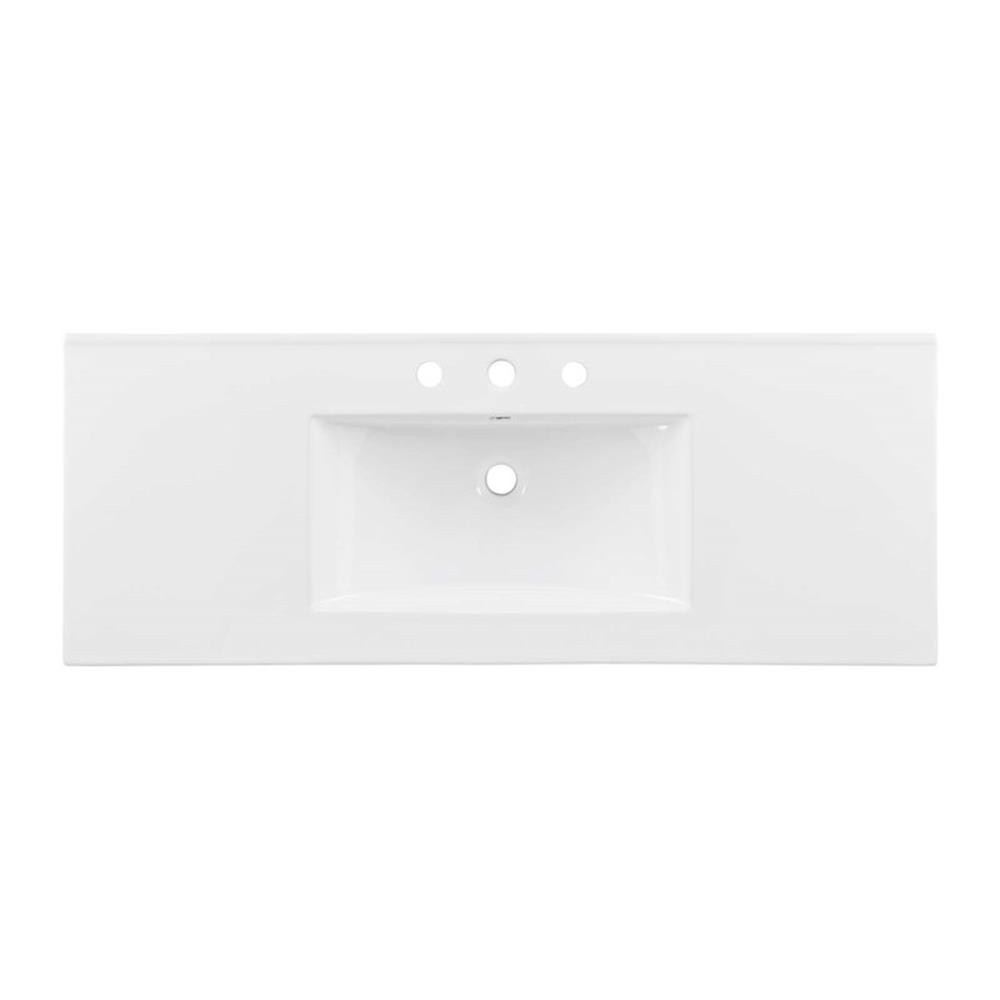 Modway Chaucer 48″ Single Sink Wood & Metal Bathroom Vanity in Oak and White