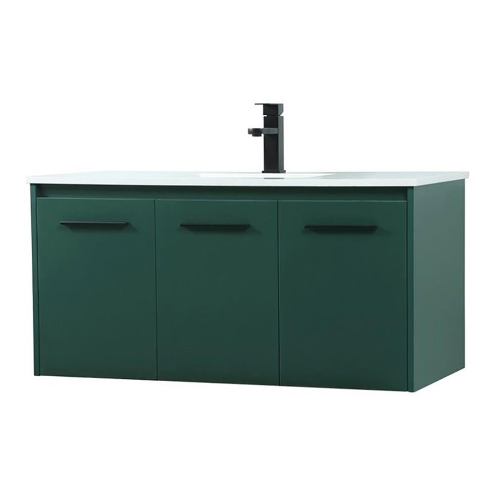 Elegant Decor Penn 40″ Aluminum Alloy MDF Single Bathroom Vanity in Green