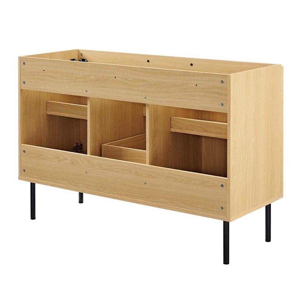 Pemberly Row 48″ Metal & Wood Bathroom Vanity Cabinet in Oak