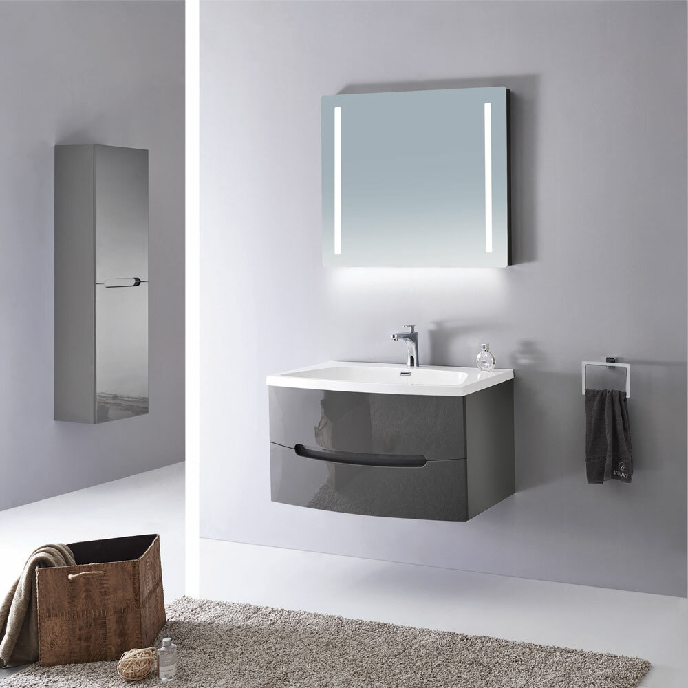 40″ Solid Wood Bathroom Vanity With Mirror And Side Cabinet