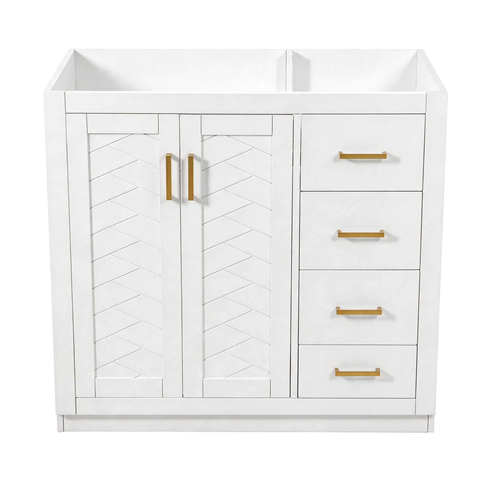 36″ Solid Wood Frame Bathroom Vanity Cabinet with 3 Drawers & Soft Close Doors