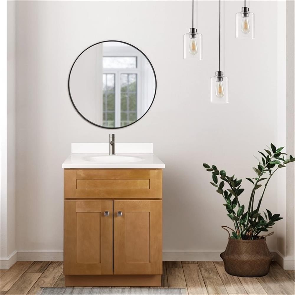 Bowery Hill 25″ Transitional Marble Bathroom Vanity in Birch