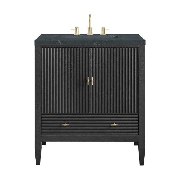 30″ James Martin Myrrin 485-V30-CBO-3CSP Vanity Cabinet Charcoal Soapstone Top