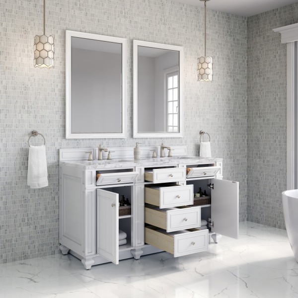60″ James Martin Bristol 157-V60D-BW-3CAR Double Vanity Cabinet Carrara Top