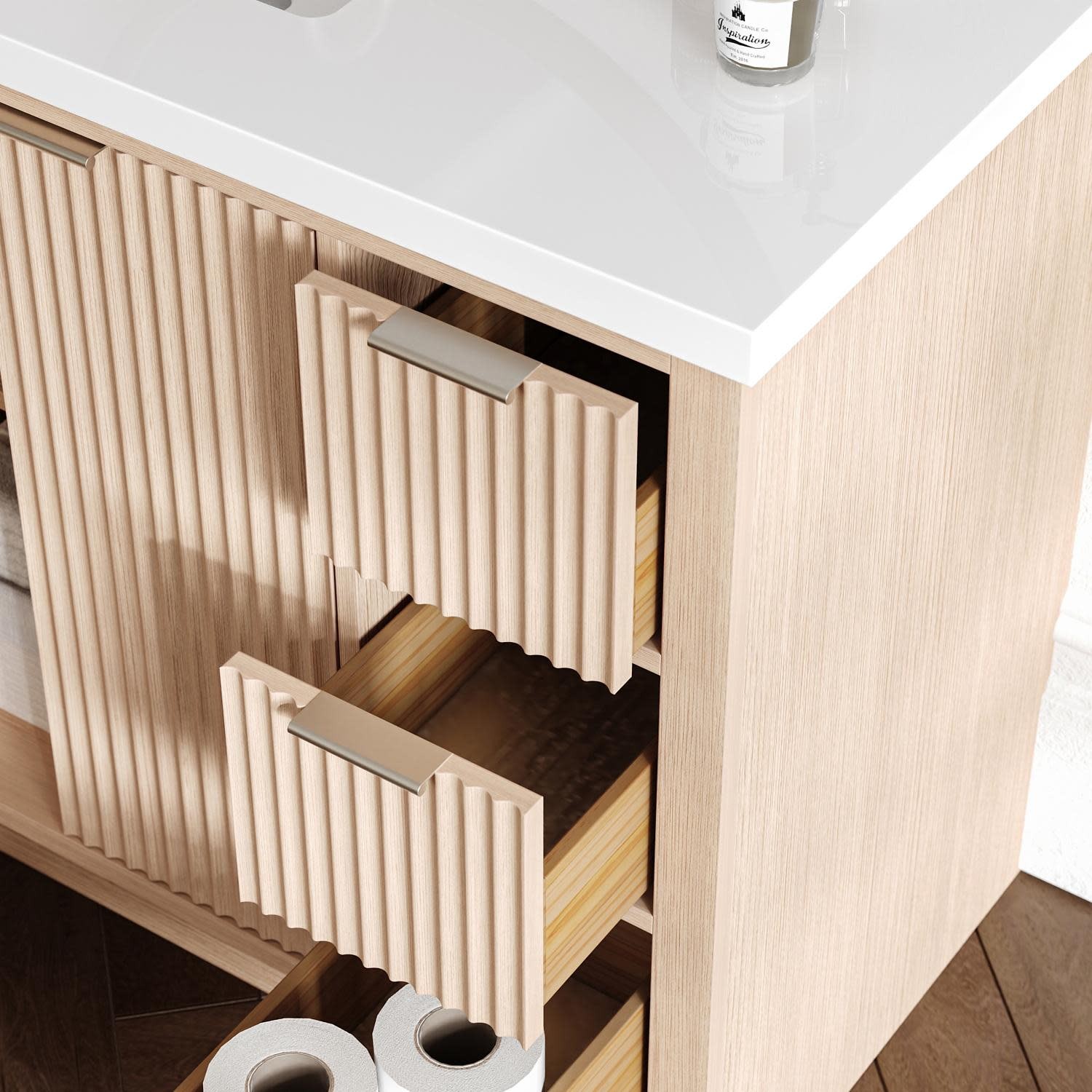 Ariel P49WQOVO Milan 49″ – Warm White / Pure White Quartz Top / Brushed Nickel
