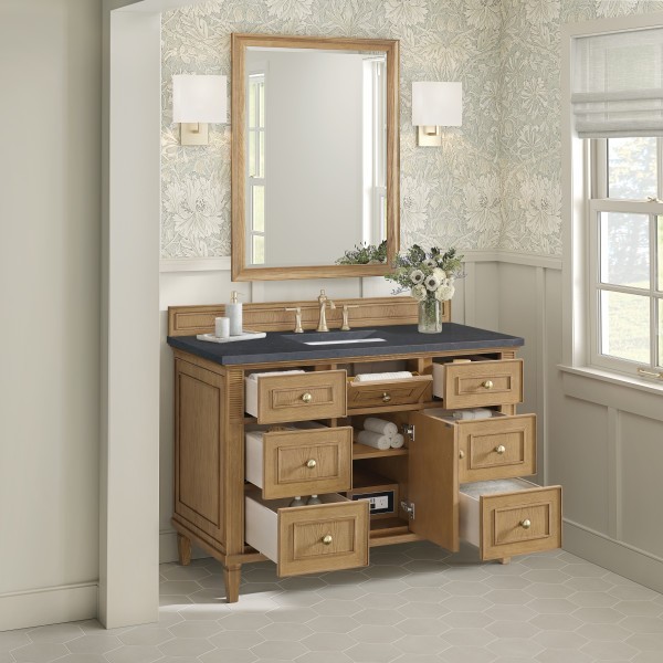 48″James Martin Lorelai 424-V48-LNO-3CSP Vanity Cabinet Charcoal Soapstone Top