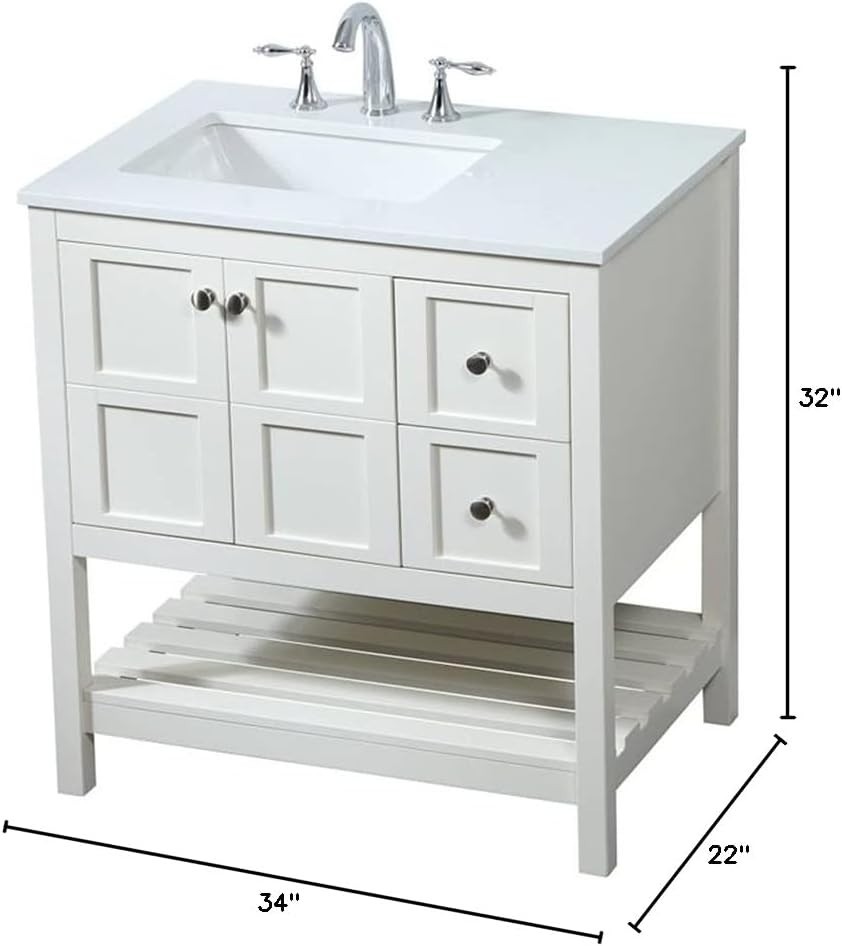 Elegant Lighting – VF16432WH – 32 inch Single Bathroom Vanity in White