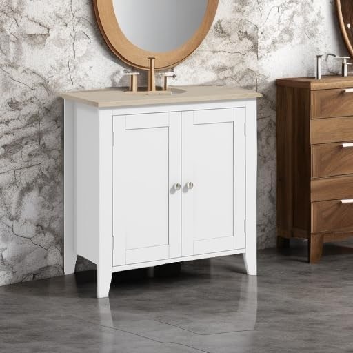 Pedestal Sink Storage Cabinet Under Sink Cabinet W/ U-Shape & Adjustable