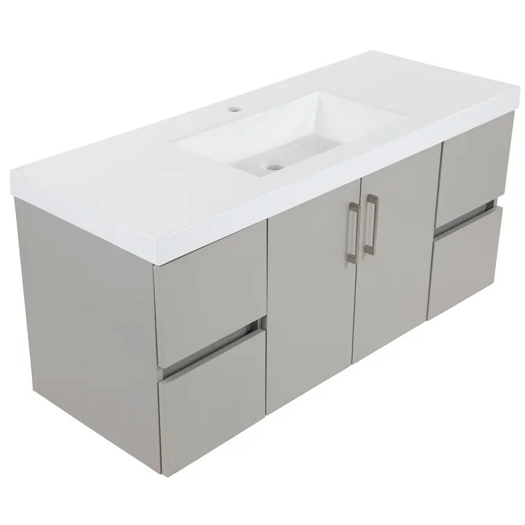 Albion 49″ Wall-Mounted Single Bathroom Vanity Cabinet Set Gray No Basin BR74
